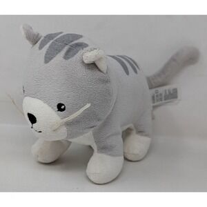 H&M Home Kitty Cat Kitten Plush Stuffed Animal Toy Gray White Tabby Stripes 7"